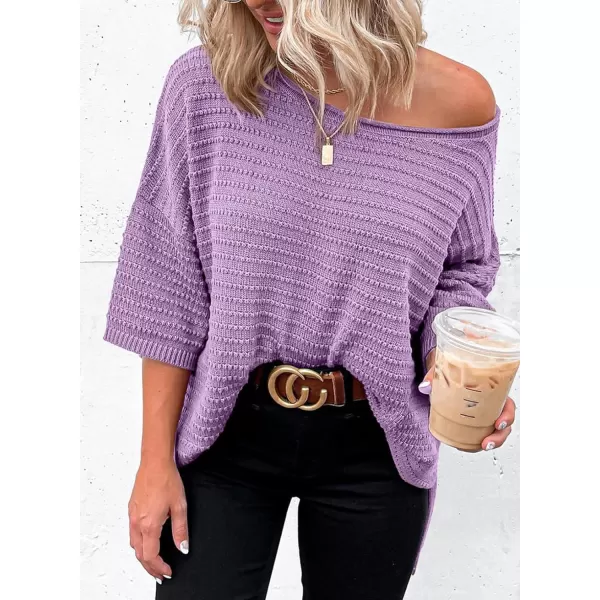 Dokotoo Women's Casual 3/4 Sleeve Loose Tunic Tops Lightweight Knit Fall Pulover Sweater Blouses