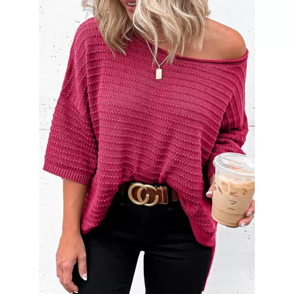 Dokotoo Women's Casual 3/4 Sleeve Loose Tunic Tops Lightweight Knit Fall Pulover Sweater Blouses