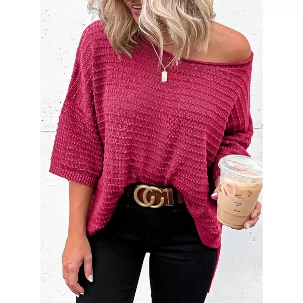Dokotoo Women's Casual 3/4 Sleeve Loose Tunic Tops Lightweight Knit Fall Pulover Sweater Blouses