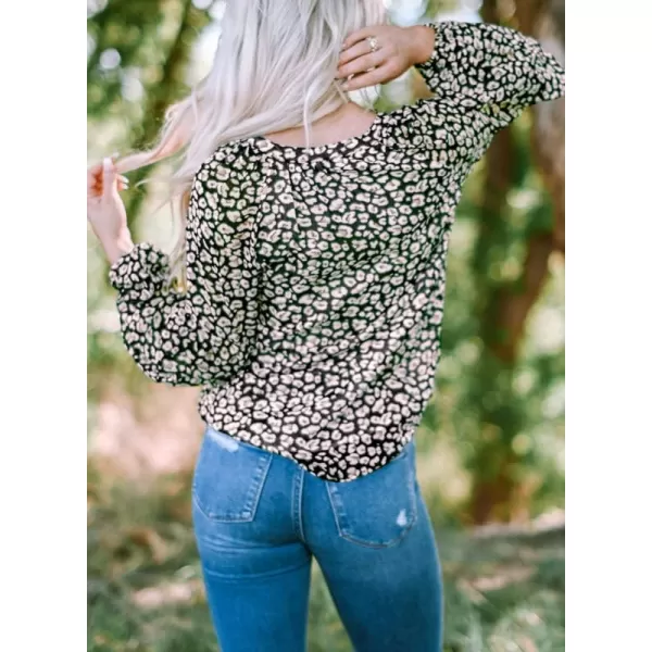 Dokotoo Women's Casual Boho Floral Print V Neck Long Sleeve T Shirt Blouses