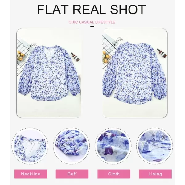 Dokotoo Women's Casual Boho Floral Print V Neck Long Sleeve T Shirt Blouses