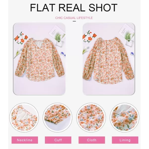 Dokotoo Women's Casual Boho Floral Print V Neck Long Sleeve T Shirt Blouses