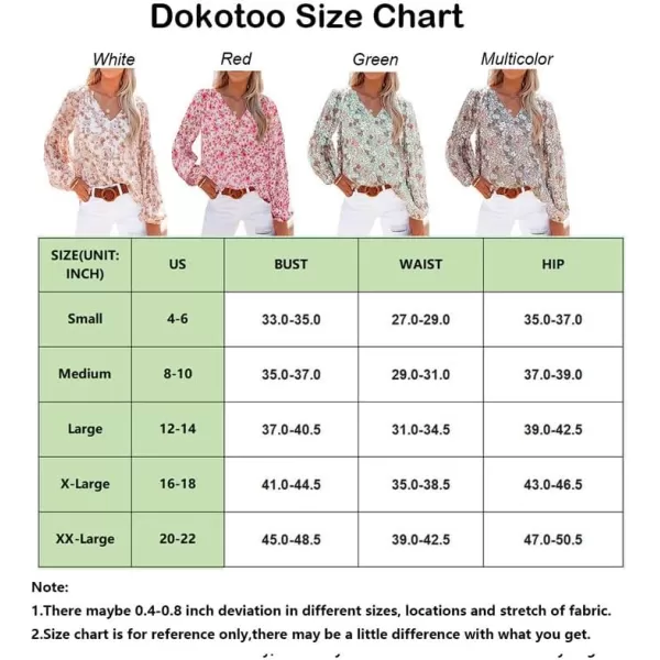 Dokotoo Women's Casual Boho Floral Print V Neck Long Sleeve T Shirt Blouses