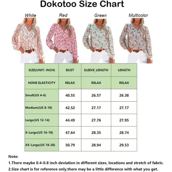 Dokotoo Women's Casual Boho Floral Print V Neck Long Sleeve T Shirt Blouses