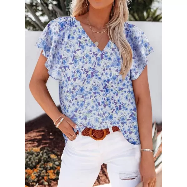 Dokotoo Women's Casual Boho Floral Print V Neck Long Sleeve T Shirt Blouses