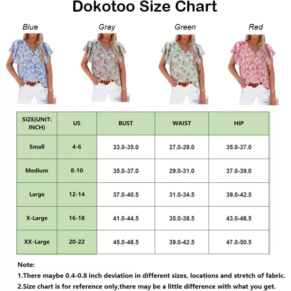 Dokotoo Women's Casual Boho Floral Print V Neck Long Sleeve T Shirt Blouses