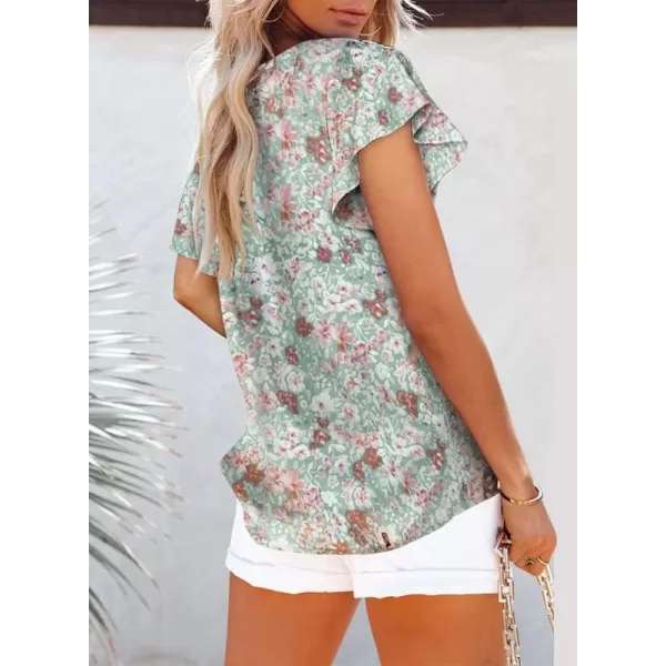 Dokotoo Women's Casual Boho Floral Print V Neck Long Sleeve T Shirt Blouses