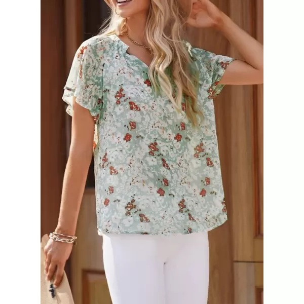 Dokotoo Women's Casual Boho Floral Print V Neck Long Sleeve T Shirt Blouses