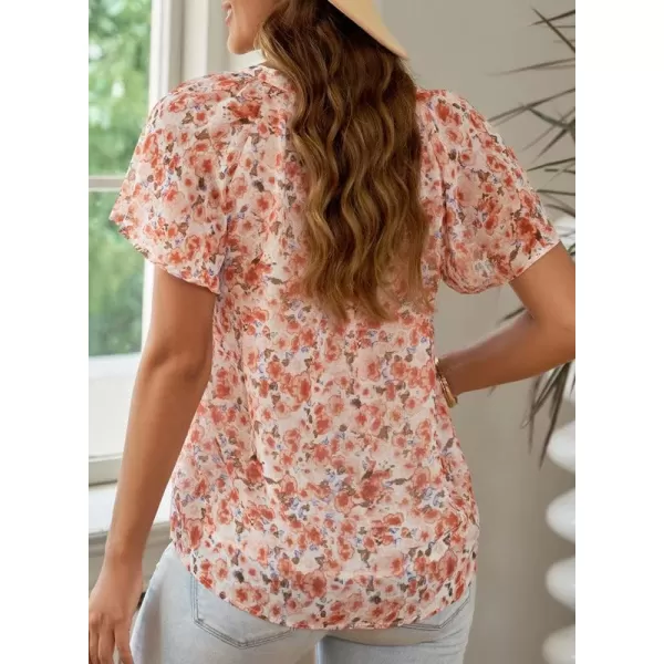 Dokotoo Women's Casual Boho Floral Print V Neck Long Sleeve T Shirt Blouses