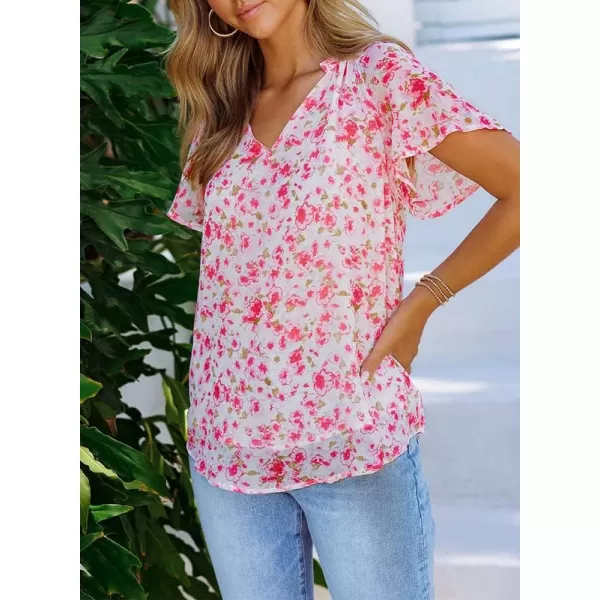Dokotoo Women's Casual Boho Floral Print V Neck Long Sleeve T Shirt Blouses