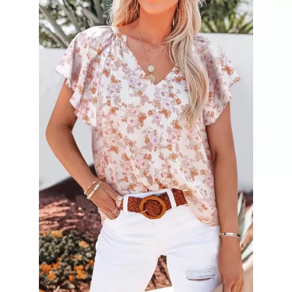 Dokotoo Women's Casual Boho Floral Print V Neck Long Sleeve T Shirt Blouses