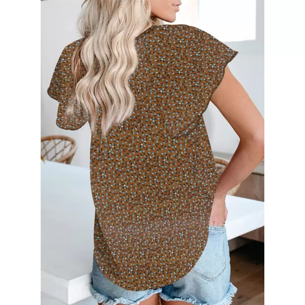 Dokotoo Women's Casual Boho Floral Printed V Neck Tops Drawstring Short Long Sleeve T Shirt Blouses