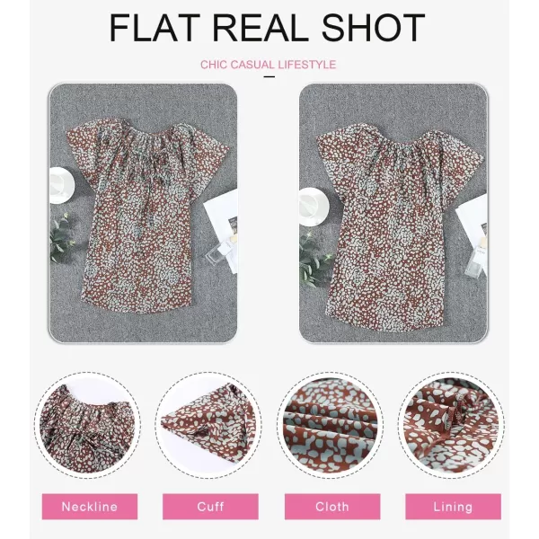 Dokotoo Women's Casual Boho Floral Printed V Neck Tops Drawstring Short Long Sleeve T Shirt Blouses