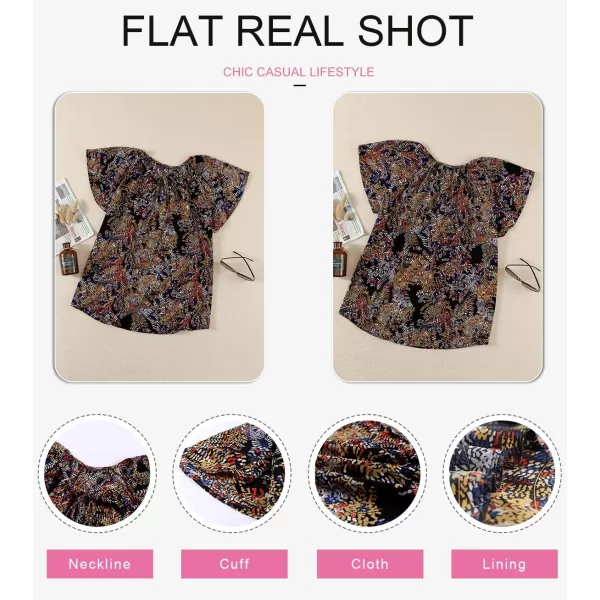 Dokotoo Women's Casual Boho Floral Printed V Neck Tops Drawstring Short Long Sleeve T Shirt Blouses