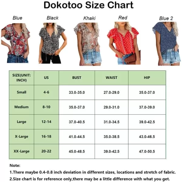 Dokotoo Women's Casual Boho Floral Printed V Neck Tops Drawstring Short Long Sleeve T Shirt Blouses