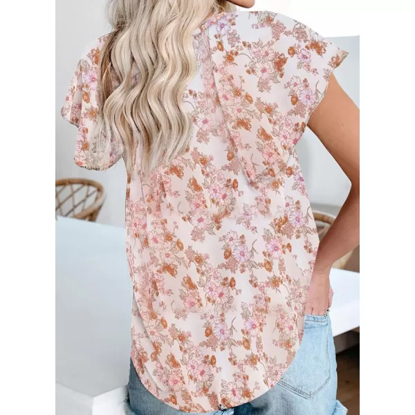Dokotoo Women's Casual Boho Floral Printed V Neck Tops Drawstring Short Long Sleeve T Shirt Blouses
