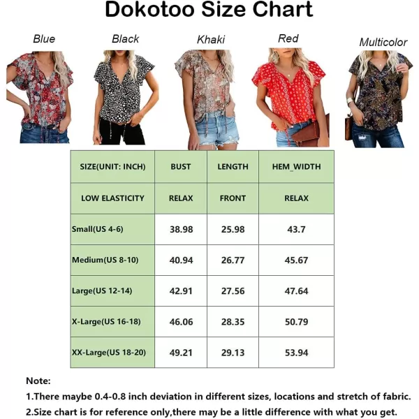 Dokotoo Women's Casual Boho Floral Printed V Neck Tops Drawstring Short Long Sleeve T Shirt Blouses
