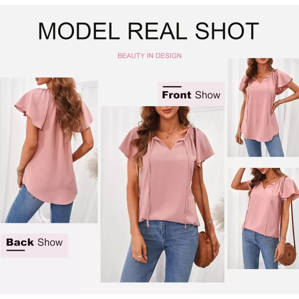 Dokotoo Women's Casual Boho Floral Printed V Neck Tops Drawstring Short Long Sleeve T Shirt Blouses