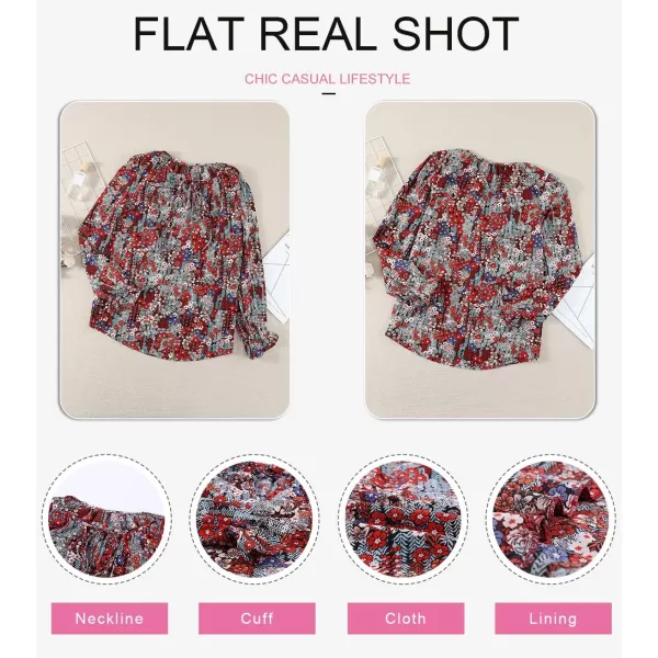 Dokotoo Women's Casual Boho Floral Printed V Neck Tops Drawstring Short Long Sleeve T Shirt Blouses
