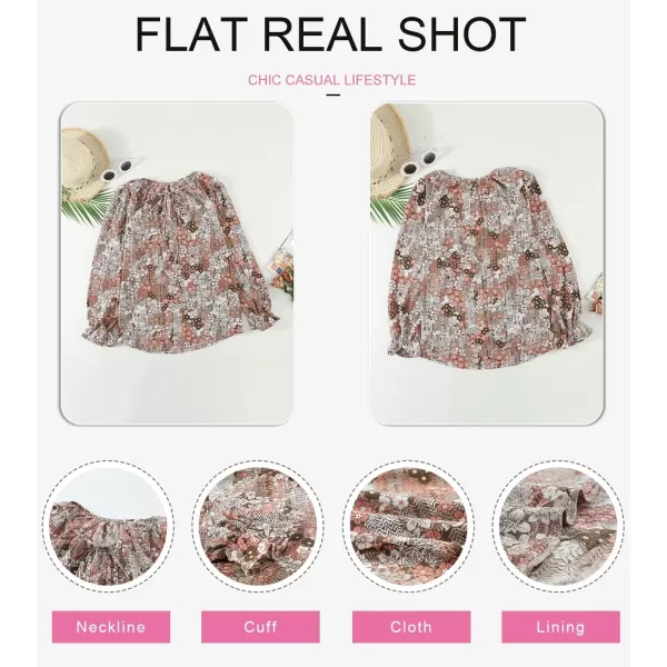 Dokotoo Women's Casual Boho Floral Printed V Neck Tops Drawstring Short Long Sleeve T Shirt Blouses