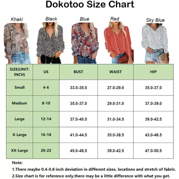Dokotoo Women's Casual Boho Floral Printed V Neck Tops Drawstring Short Long Sleeve T Shirt Blouses