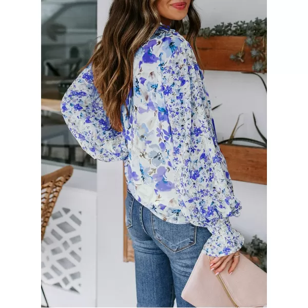 Dokotoo Women's Casual Boho Floral Printed V Neck Tops Drawstring Short Long Sleeve T Shirt Blouses