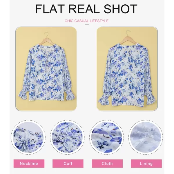 Dokotoo Women's Casual Boho Floral Printed V Neck Tops Drawstring Short Long Sleeve T Shirt Blouses