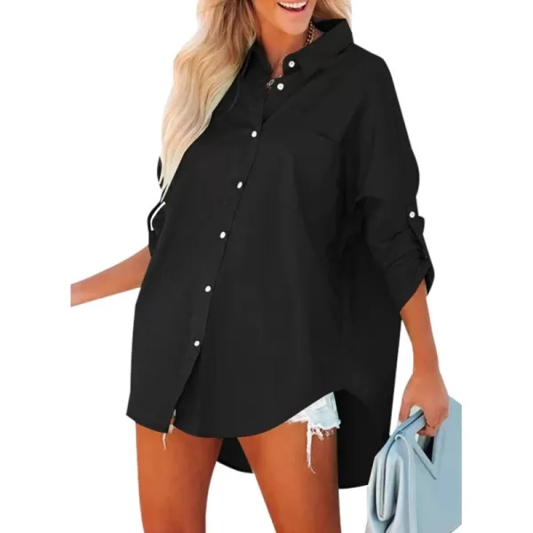 Dokotoo Womens Casual Button Down Shirts Long Sleeve Oversized Tunic Blouses Tops