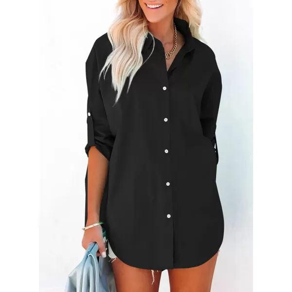 Dokotoo Womens Casual Button Down Shirts Long Sleeve Oversized Tunic Blouses Tops