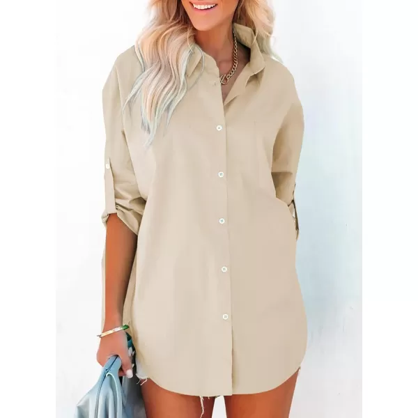 Dokotoo Womens Casual Button Down Shirts Long Sleeve Oversized Tunic Blouses Tops