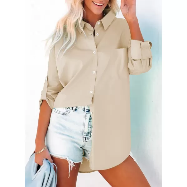 Dokotoo Womens Casual Button Down Shirts Long Sleeve Oversized Tunic Blouses Tops
