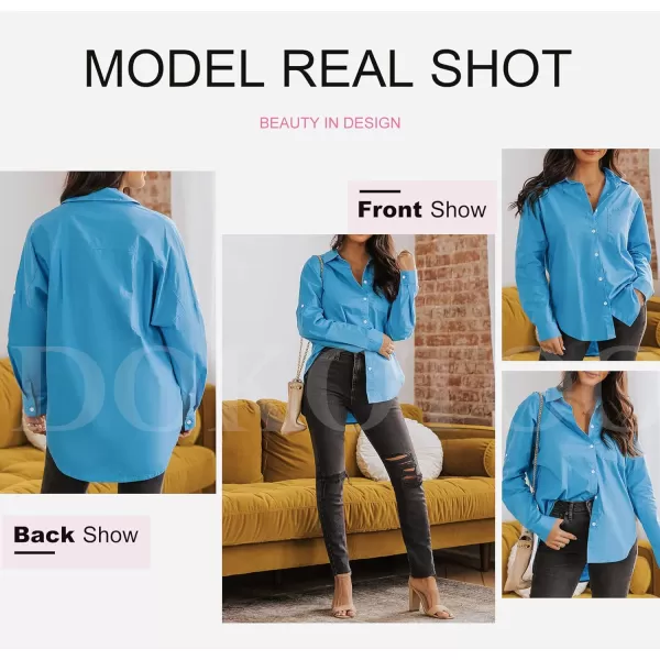 Dokotoo Womens Casual Button Down Shirts Long Sleeve Oversized Tunic Blouses Tops