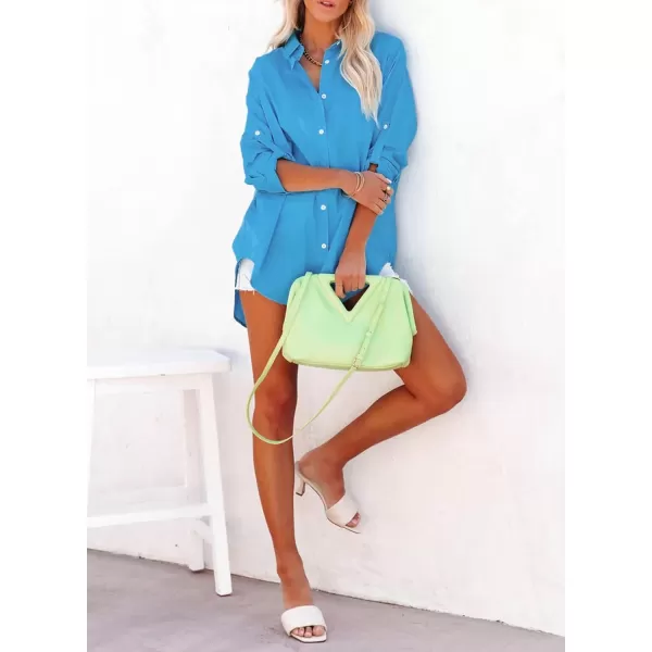 Dokotoo Womens Casual Button Down Shirts Long Sleeve Oversized Tunic Blouses Tops