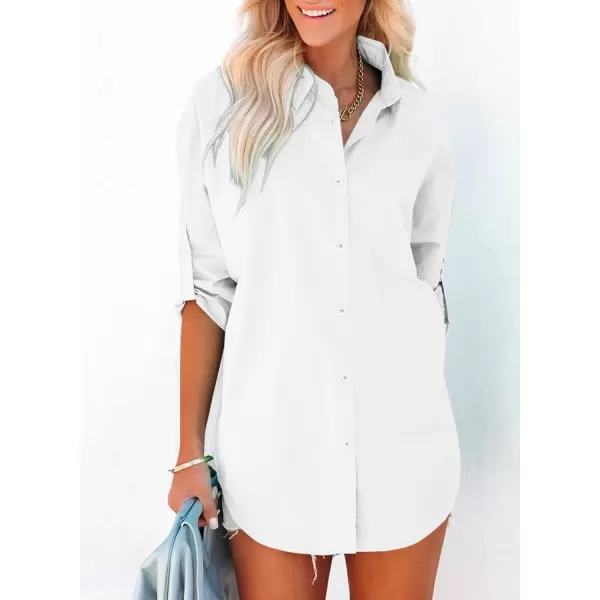 Dokotoo Womens Casual Button Down Shirts Long Sleeve Oversized Tunic Blouses Tops