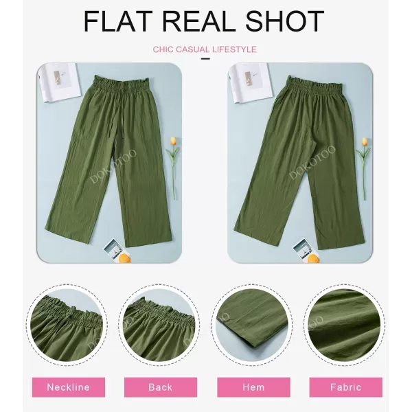 Dokotoo Womens Casual Elastic Waist Solid Comfy Jogging Jogger Pants with Pockets