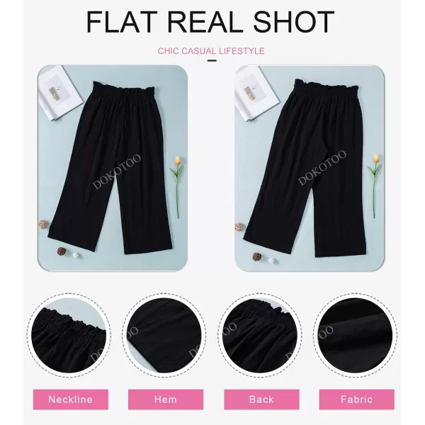 Dokotoo Womens Casual Elastic Waist Solid Comfy Jogging Jogger Pants with Pockets