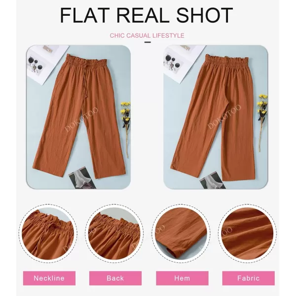 Dokotoo Womens Casual Elastic Waist Solid Comfy Jogging Jogger Pants with Pockets