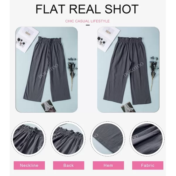 Dokotoo Womens Casual Elastic Waist Solid Comfy Jogging Jogger Pants with Pockets