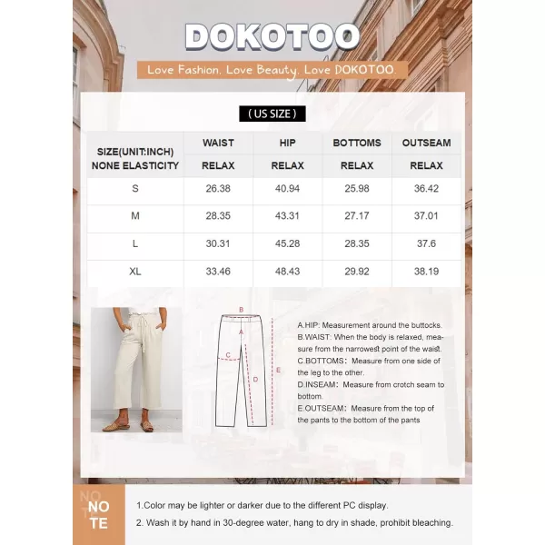 Dokotoo Womens Casual Elastic Waist Solid Comfy Jogging Jogger Pants with Pockets