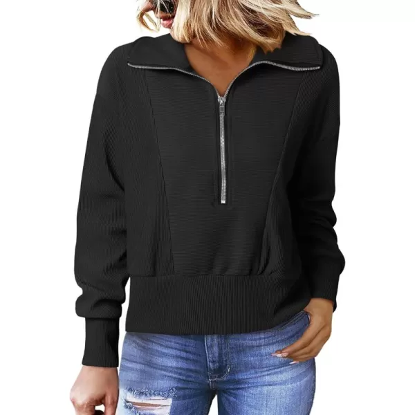 Dokotoo Women's Casual Half Zip Sweatshirts Long Sleeve Solid Color Cropped Pullover Jackets Coats