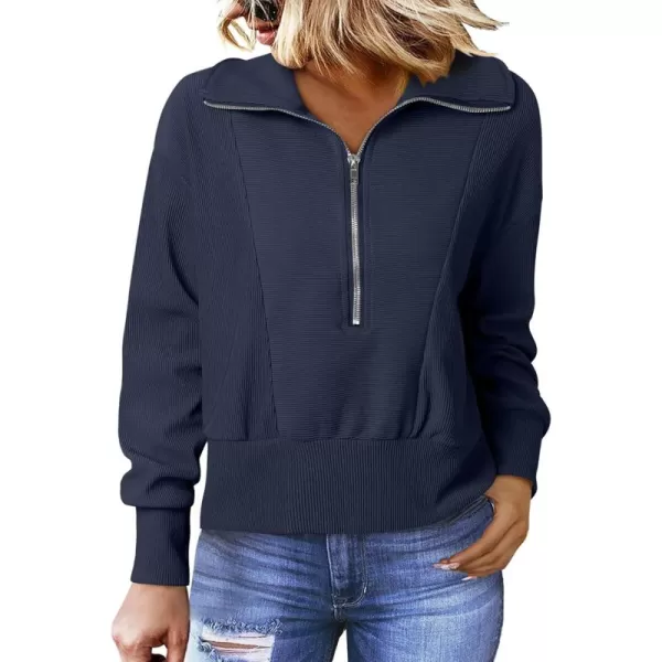 Dokotoo Women's Casual Half Zip Sweatshirts Long Sleeve Solid Color Cropped Pullover Jackets Coats