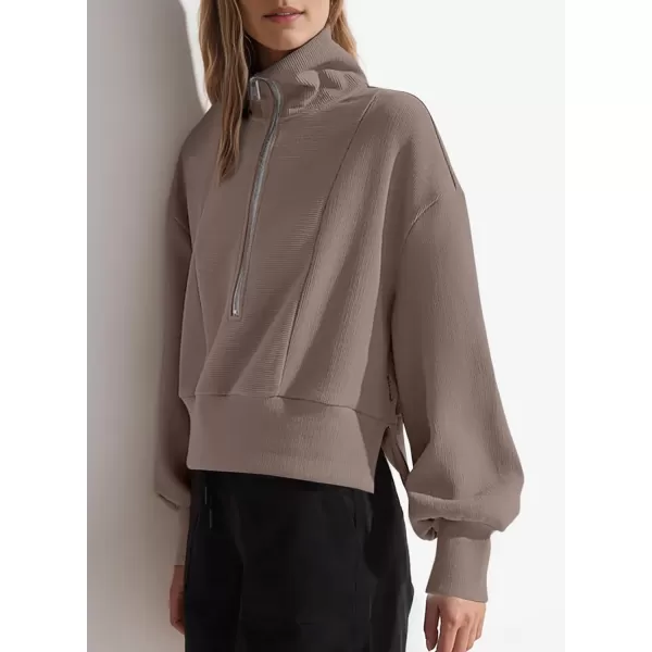 Dokotoo Women's Casual Half Zip Sweatshirts Long Sleeve Solid Color Cropped Pullover Jackets Coats