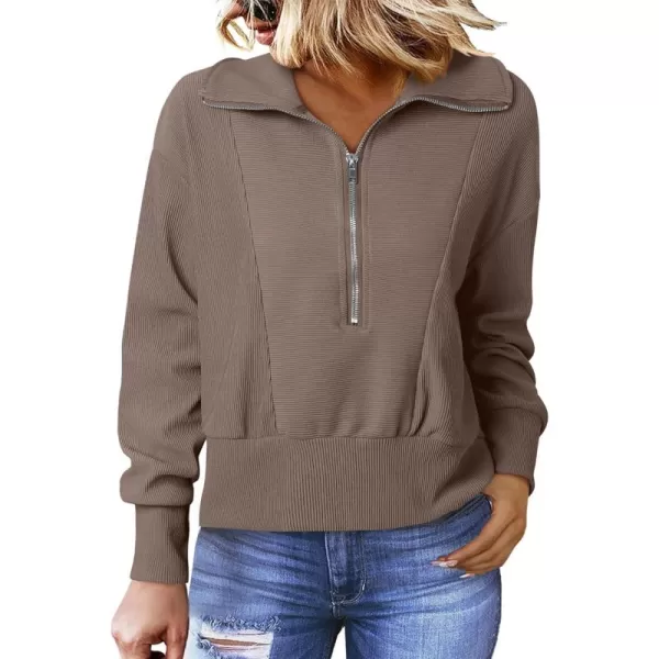 Dokotoo Women's Casual Half Zip Sweatshirts Long Sleeve Solid Color Cropped Pullover Jackets Coats