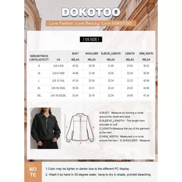 Dokotoo Women's Casual Half Zip Sweatshirts Long Sleeve Solid Color Cropped Pullover Jackets Coats