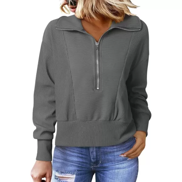Dokotoo Women's Casual Half Zip Sweatshirts Long Sleeve Solid Color Cropped Pullover Jackets Coats
