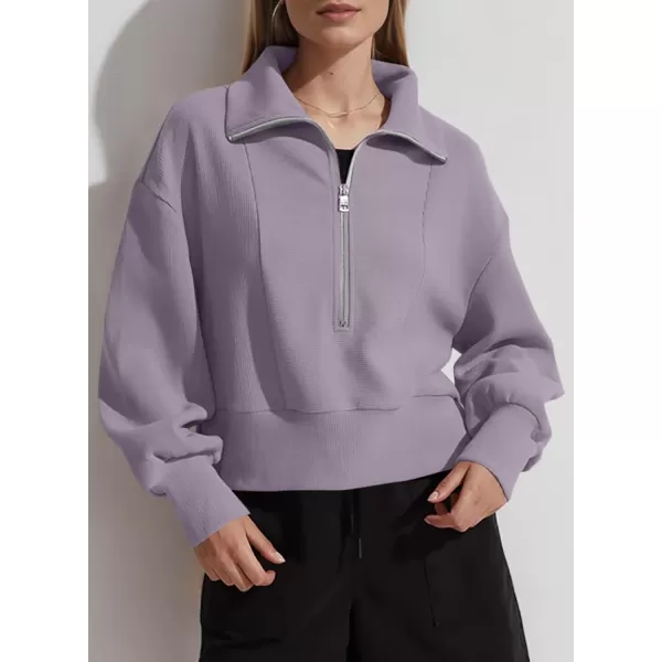 Dokotoo Women's Casual Half Zip Sweatshirts Long Sleeve Solid Color Cropped Pullover Jackets Coats