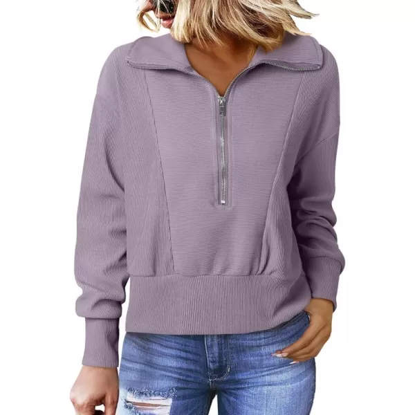 Dokotoo Women's Casual Half Zip Sweatshirts Long Sleeve Solid Color Cropped Pullover Jackets Coats