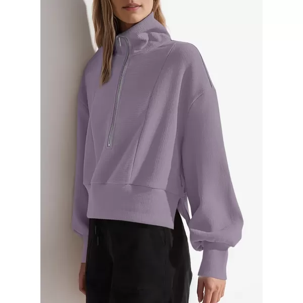 Dokotoo Women's Casual Half Zip Sweatshirts Long Sleeve Solid Color Cropped Pullover Jackets Coats