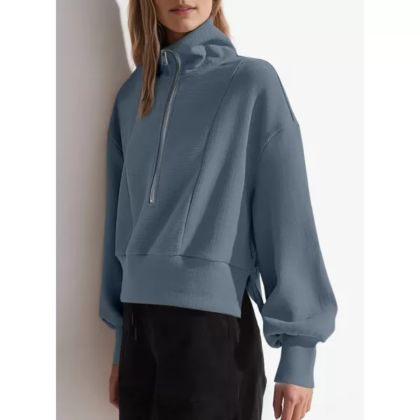 Dokotoo Women's Casual Half Zip Sweatshirts Long Sleeve Solid Color Cropped Pullover Jackets Coats