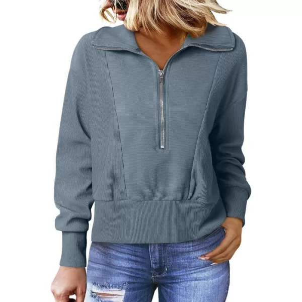 Dokotoo Women's Casual Half Zip Sweatshirts Long Sleeve Solid Color Cropped Pullover Jackets Coats
